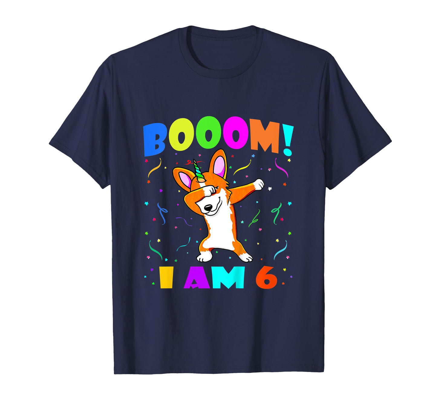 Kids Dabbing Corgicorn Booom! I Am 6 Boy Girl 6th Birthday Outfit T-Shirt