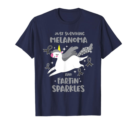 Melanoma Survivor Quote Farting Unicorn Cancer Awareness T-Shirt