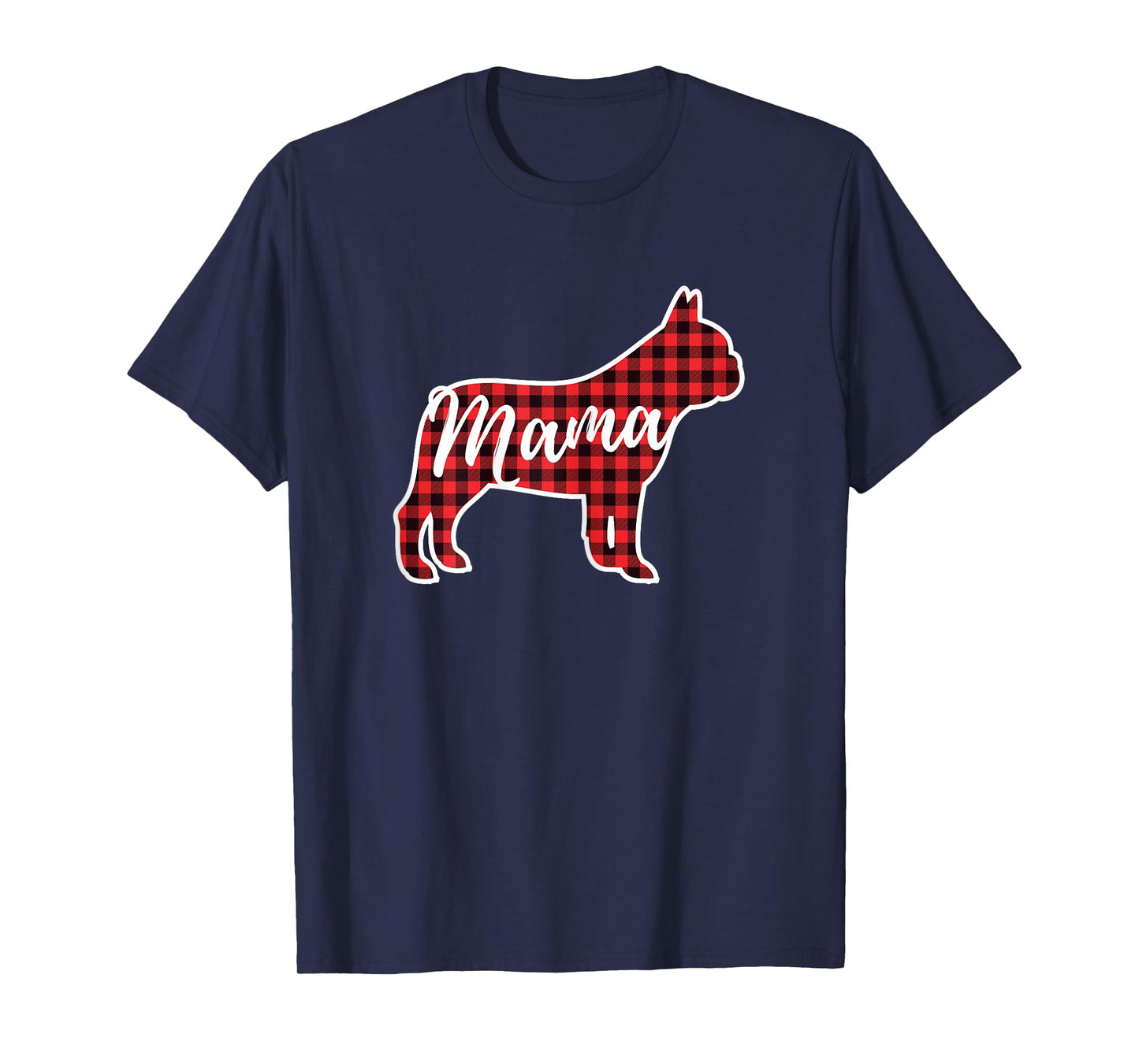 Red Plaid Mama French Bulldog Dog Mom Buffalo Pajama Shirt T-Shirt for Women