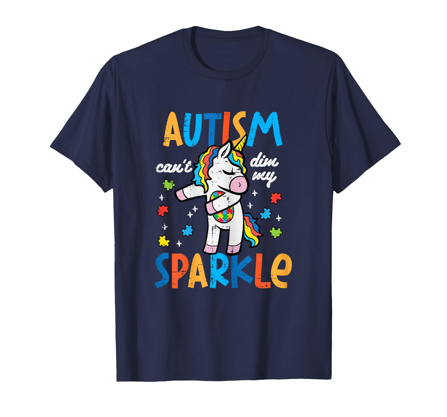 Autism Unicorn Floss Cant Dim My Sparkle Awareness Girls Kid T-Shirt