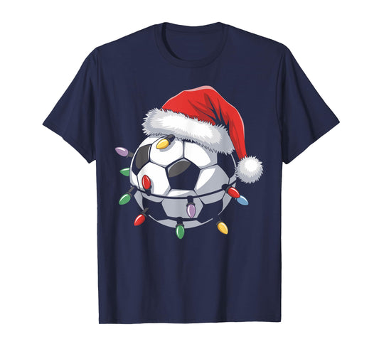 Santa Soccer Ball Sports Funny Soccer Player Christmas T-Shirt