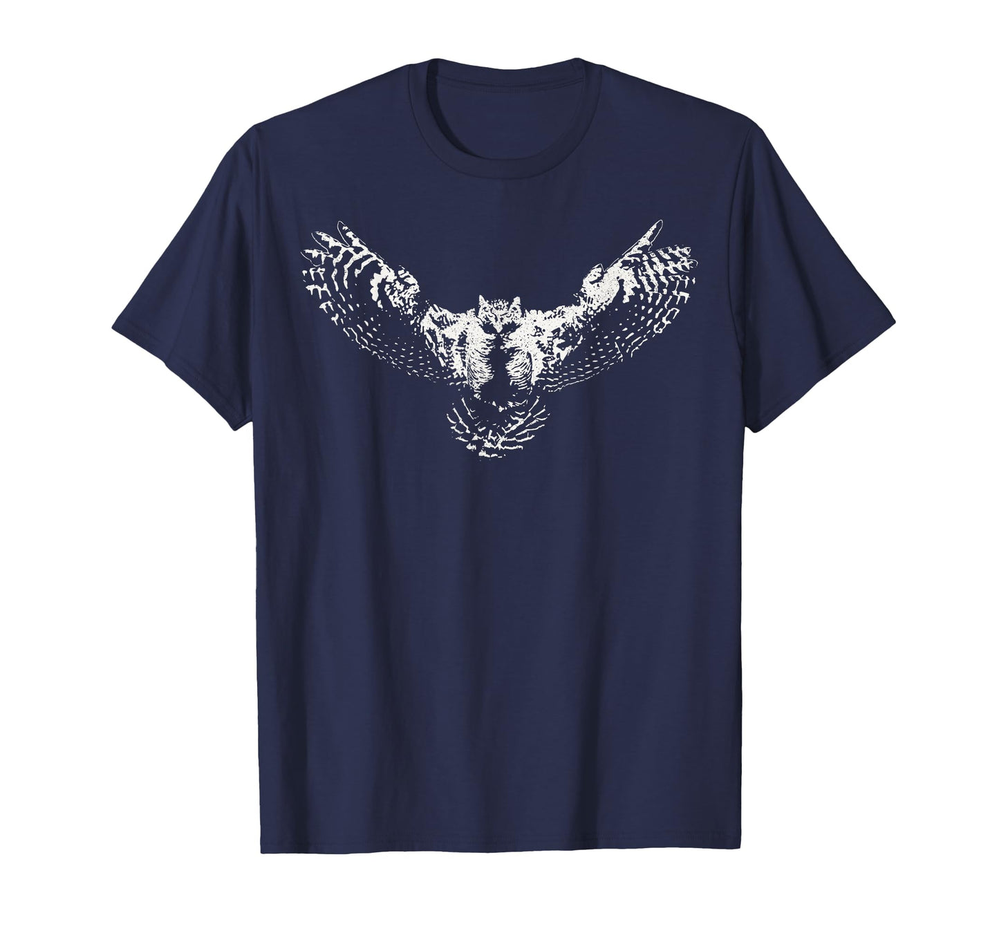 Great Horned Owl Graphic Art–WHITE graphic T-Shirt