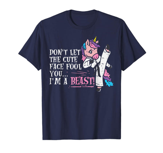 Karate Unicorn Cute Face Beast Taekwondo Martial Arts Women T-Shirt