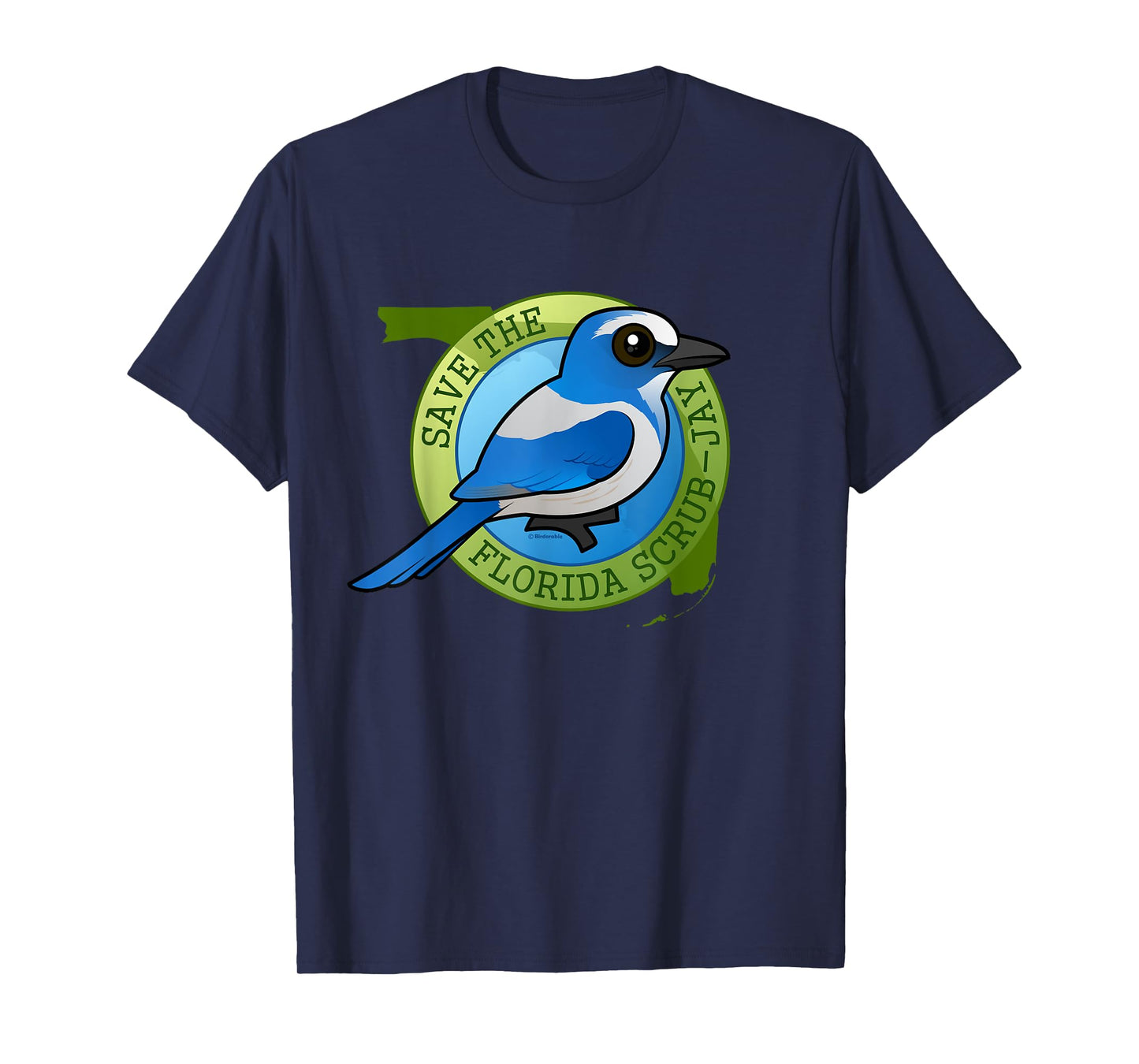 Endangered Florida Scrub-Jay Cartoon Bird Conservation T-Shirt
