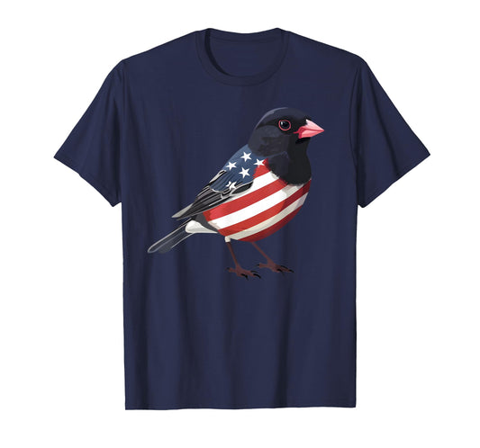 US Flag Dark Eyed Junco Patriotic Bird Face 4th Of July T-Shirt