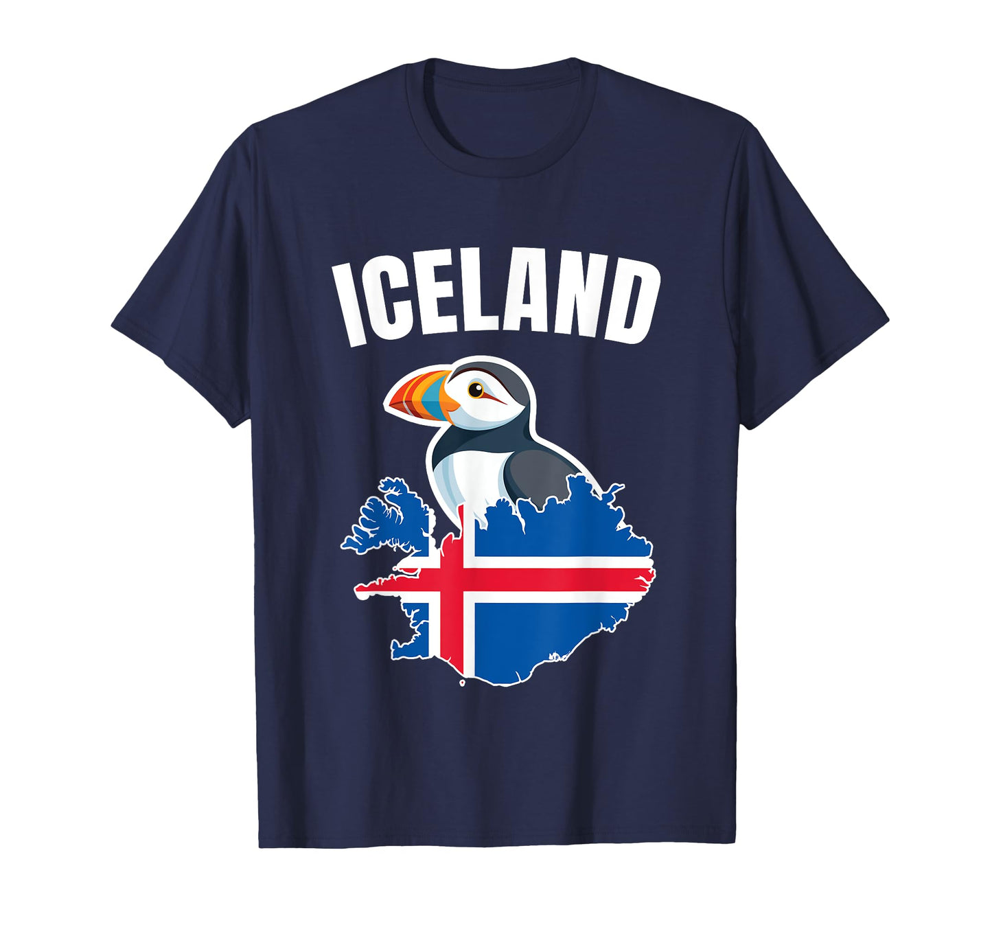 Iceland Map Puffin Bird Reykjavík Iceland Icelandic Vacation T-Shirt