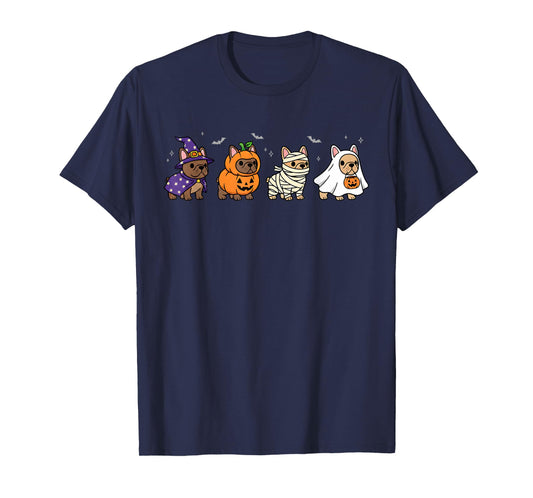 Cute Halloween Spooky French Bulldog Ghost Pumpkin Dog T-Shirt