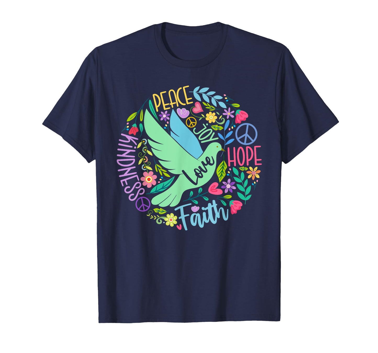 Groovy Hippie Peace Hope Love Peace Bird World Peace Day T-Shirt