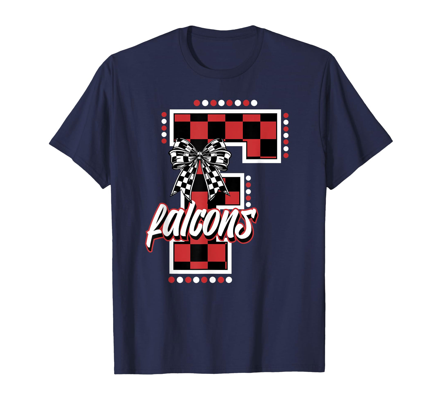 Falcons Checkered Letter School Spirit Mascot Red Game Day T-Shirt