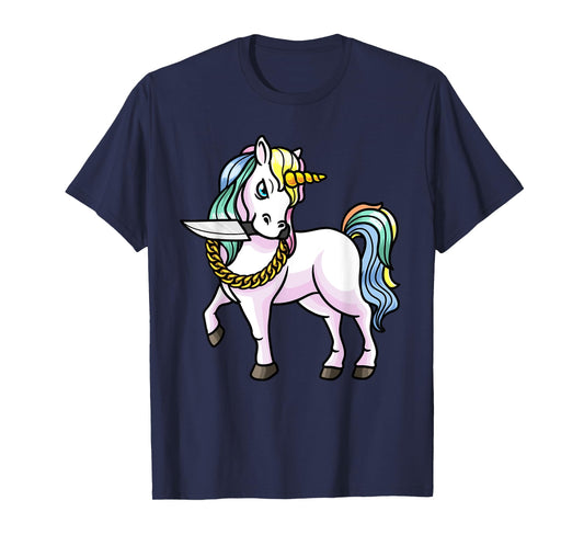 Unicorn With Knife Girls Women T-Shirt