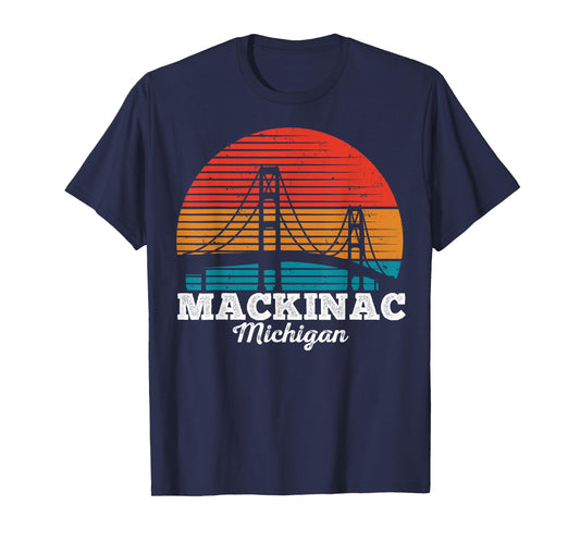 Mackinac Bridge Souvenir Mackinaw Island Retro Michigan T-Shirt