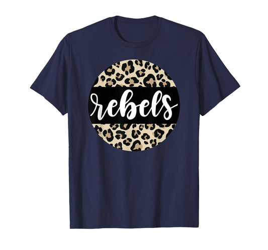 Leopard Print Rebels Team Mascot School Spirit Game Night T-Shirt