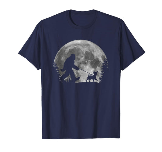 Bigfoot Walking a Dog Funny Chihuahua Lovers Moon Halloween Men Women Kids T-Shirt