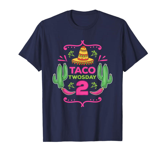 Taco Twosday 2nd Birthday Gift for Kids Boy Girl T-Shirt