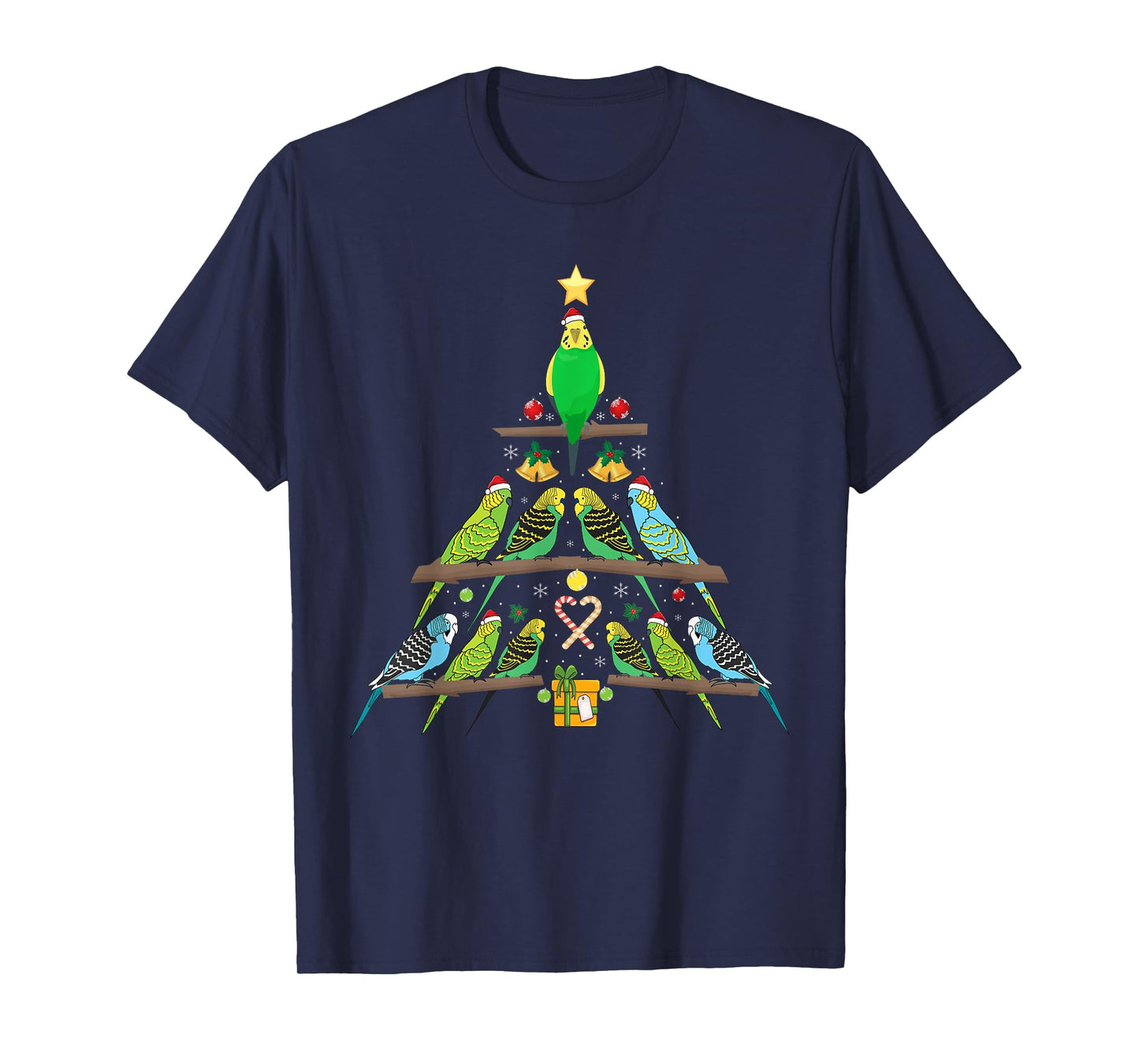 Budgie Christmas Tree Bird Christmas T-Shirt