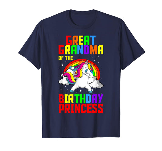 Great Grandma Of The Birthday Princess Unicorn Rainbow Party T-Shirt