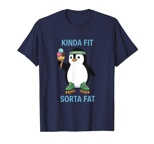 Kinda Fit Sorta Fat Funny Gym Penguin Weightlifting Workout T-Shirt