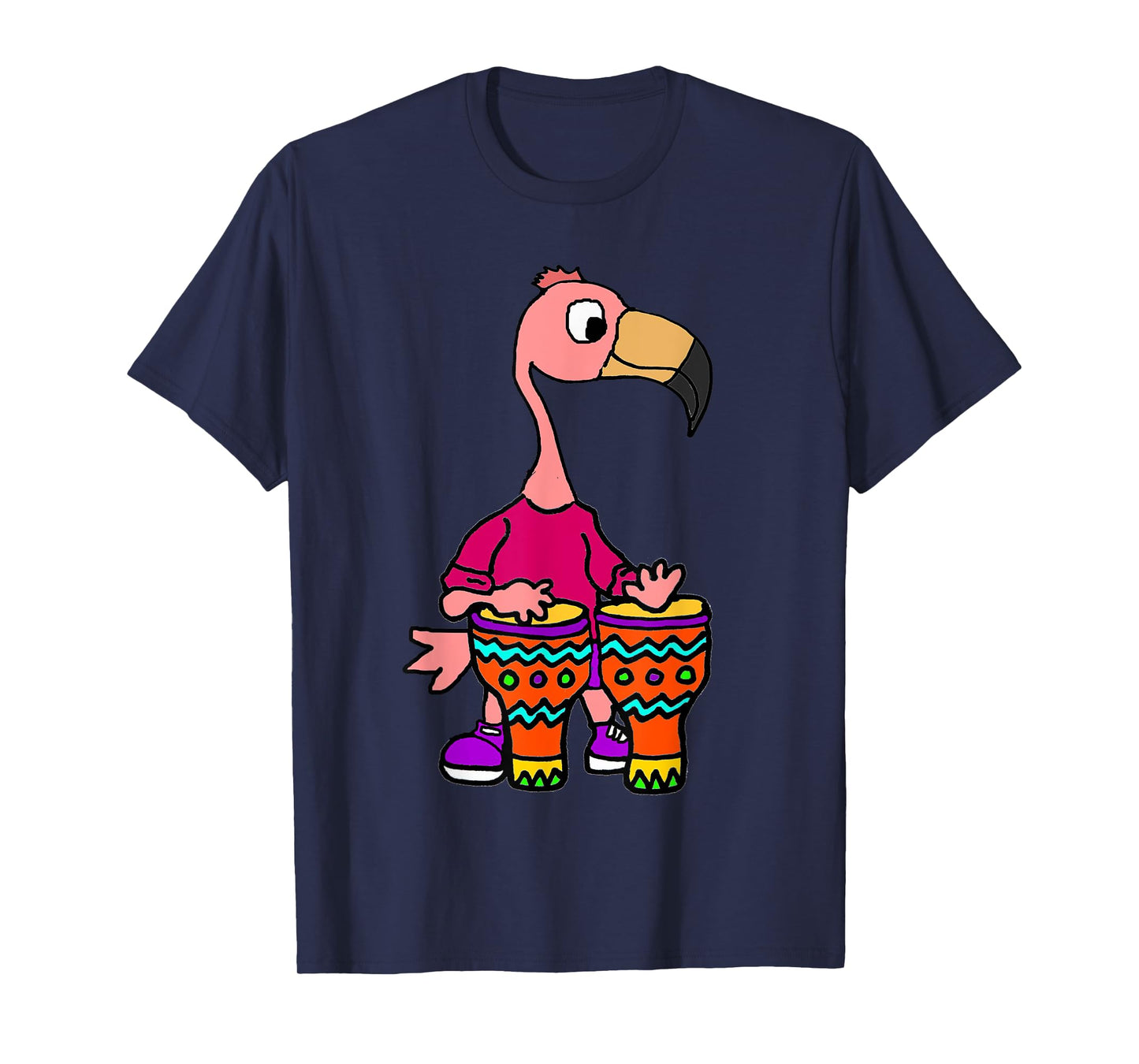 SmileteesMusic Cute Flamingo Playing Bongo Drums T-shirt T-Shirt