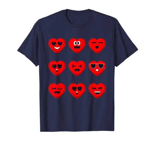 Valentines Day Silly Faces Hearts Funny Teens Boys Girls Kid T-Shirt