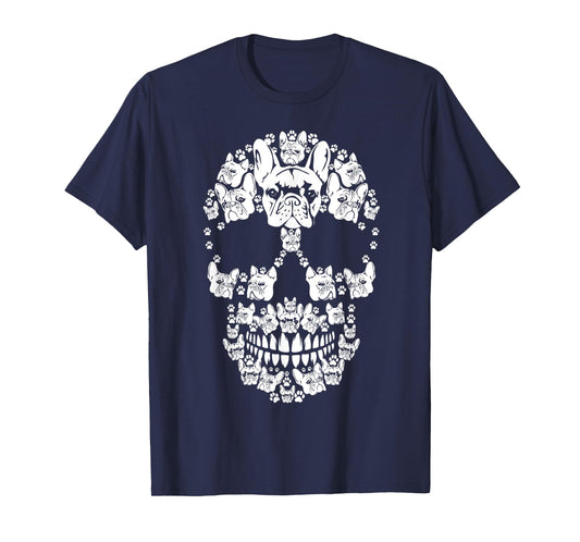 Skull French Bulldog Skeleton Halloween Costume Scary T-Shirt