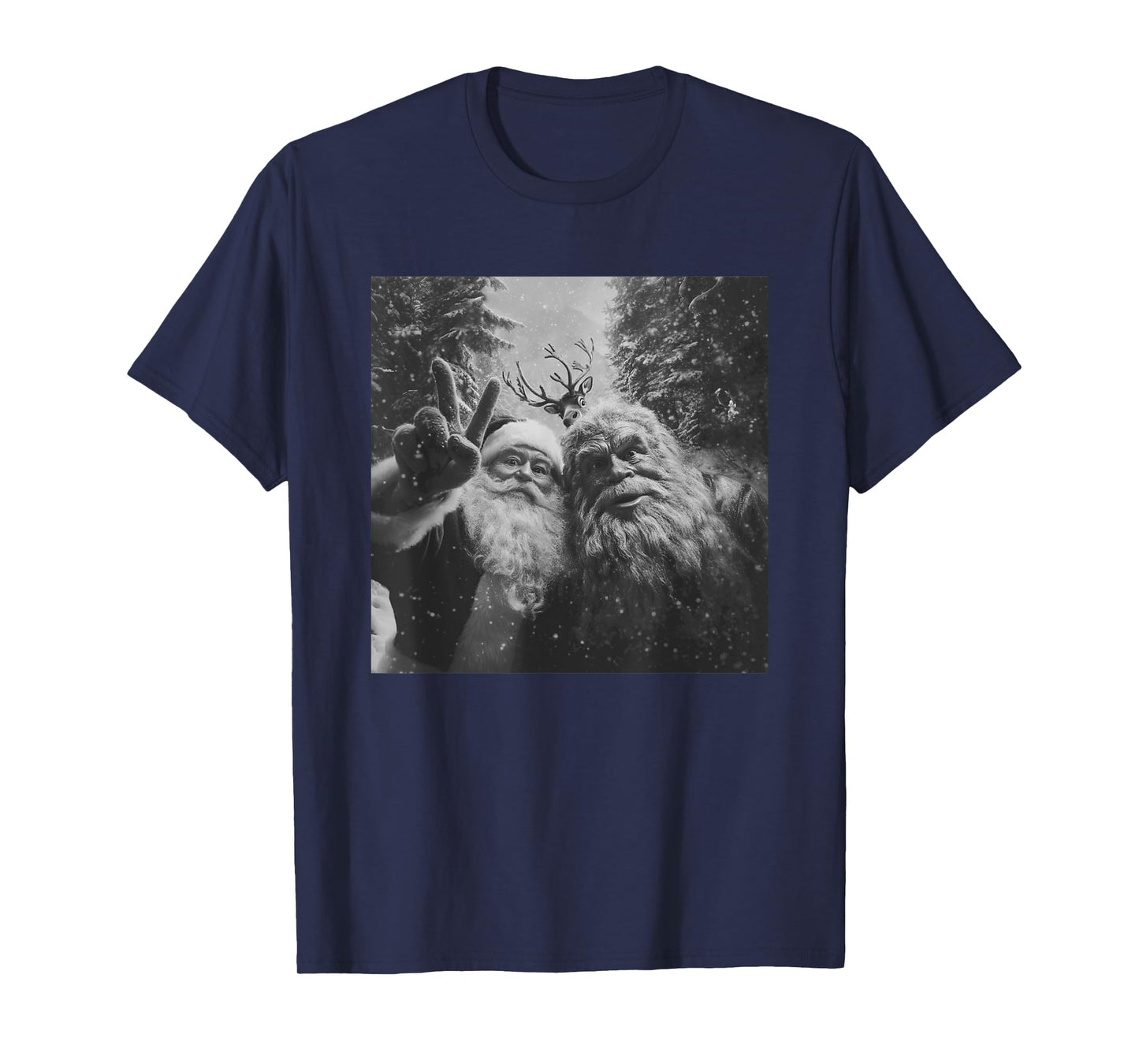 Vintage Bigfoot Santa Claus Selfie Christmas T-Shirt