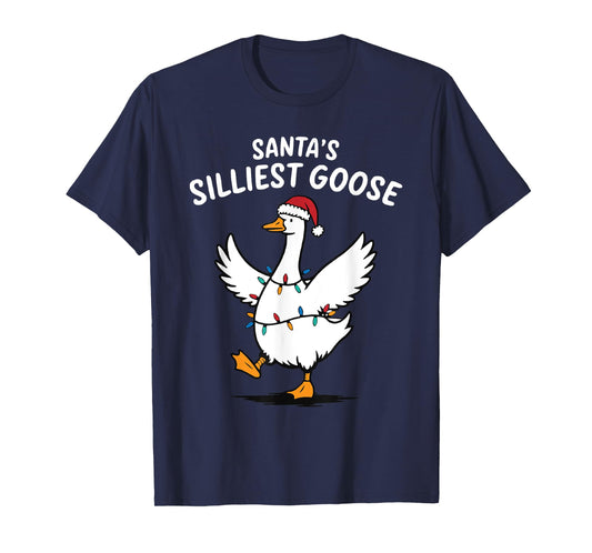 Retro Santa's Silliest Goose Christmas Silly Goose Xmas T-Shirt