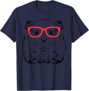 Guinea Pig Glasses Cute Hispter Cavy Nerd Pet Women Men Kids T-Shirt