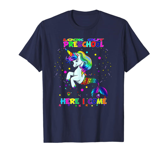 Look Out Preschool Here I Come Kids Mermicorn Unicorn T-Shirt