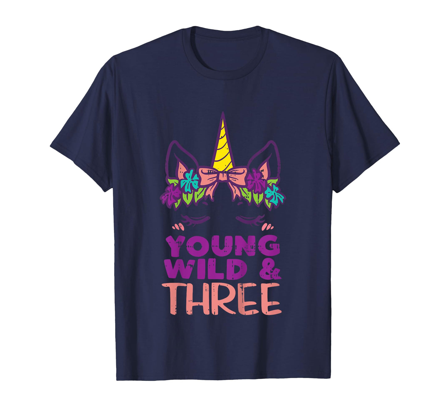 Unicorn Young Wild Three 3 Year Old 3rd Birthday Girls Gift T-Shirt