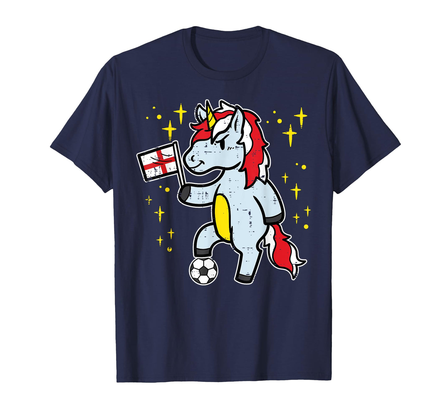 England Flag Unicorn Football Soccer Fan Women Girls Kids T-Shirt