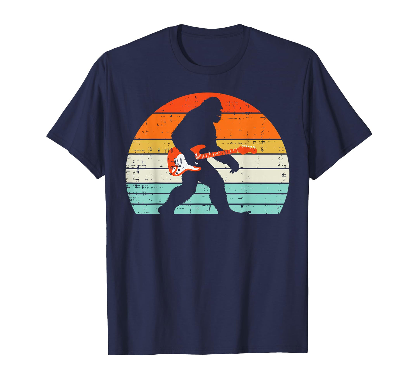 Bigfoot Electric Guitar Sasquatch Rocker Music Men Boys Kids T-Shirt