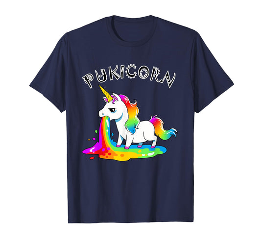 Funny Pukicorn Puke Unicorn Hurl Barf Unicorns Rainbow Vomit T-Shirt