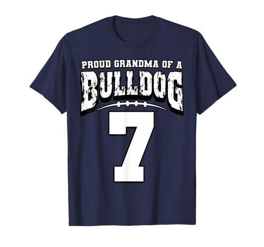 Proud Bulldog Football Grandma Of Player 7 T-Shirt