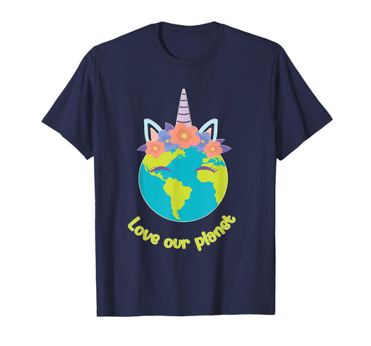 Boys Girl Earth Day 2025 Tshirt Toddler Kids Unicorn Face T-Shirt