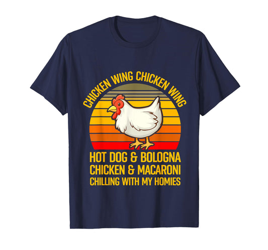 Funny Chicken Wing Song Lyric Hot Dog Bologna Macaroni Kids T-Shirt