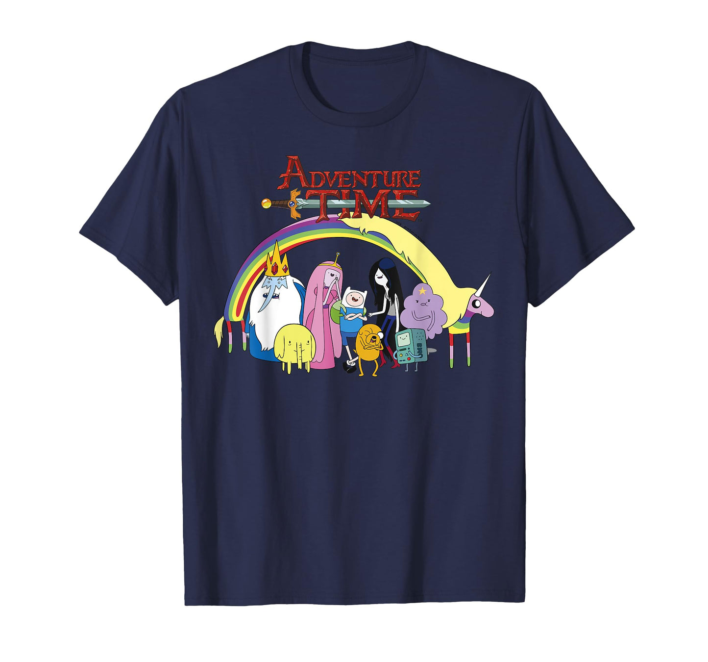 Adventure Time Classic Rainbow Unicorn Group Shot T-Shirt