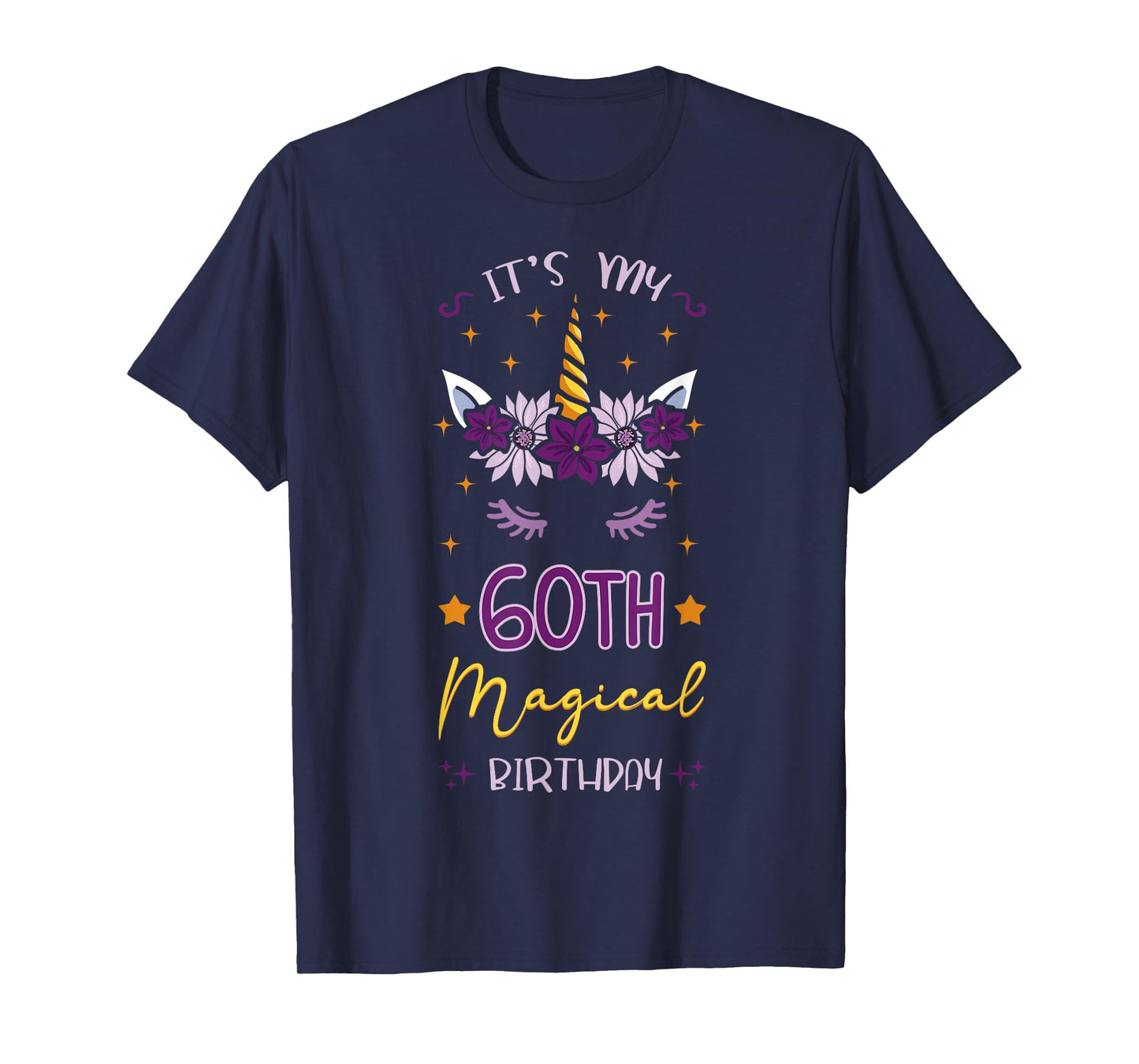 It's My 60th Magical Birthday Unicorn Floral Horn Party T-Shirt