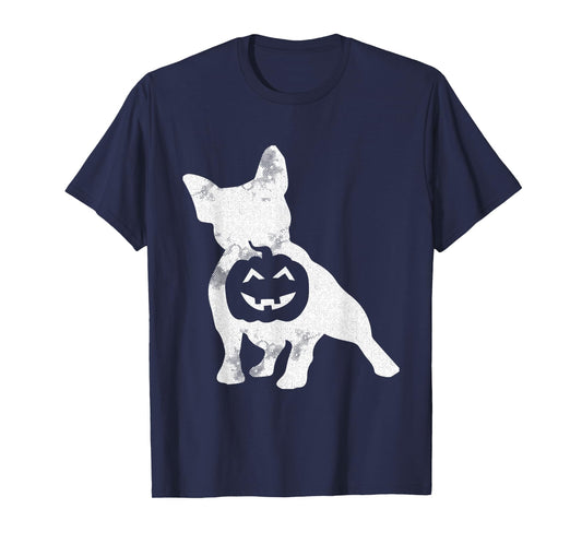 French Bulldog Lazy Halloween Costume Cute Frenchie Pumpkin T-Shirt