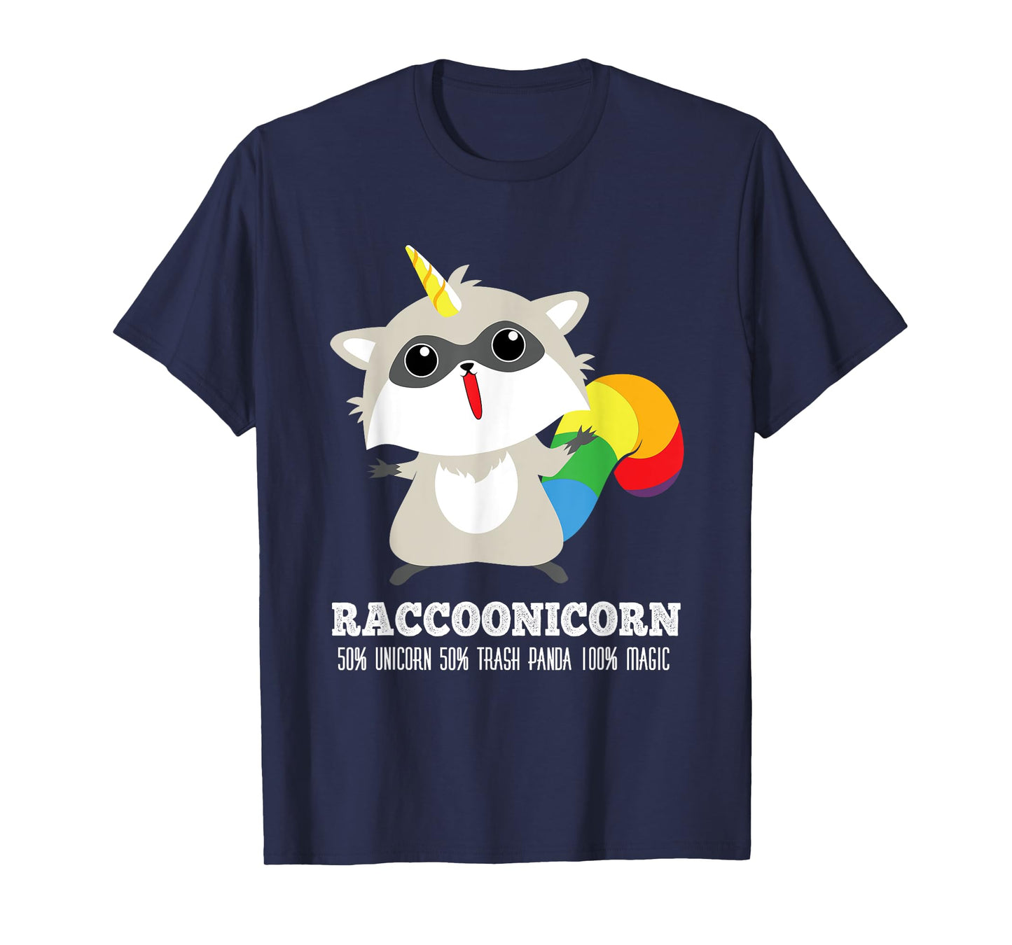 Racoonicorn Funny Trash Panda Raccoon With Unicorn Horn T-Shirt