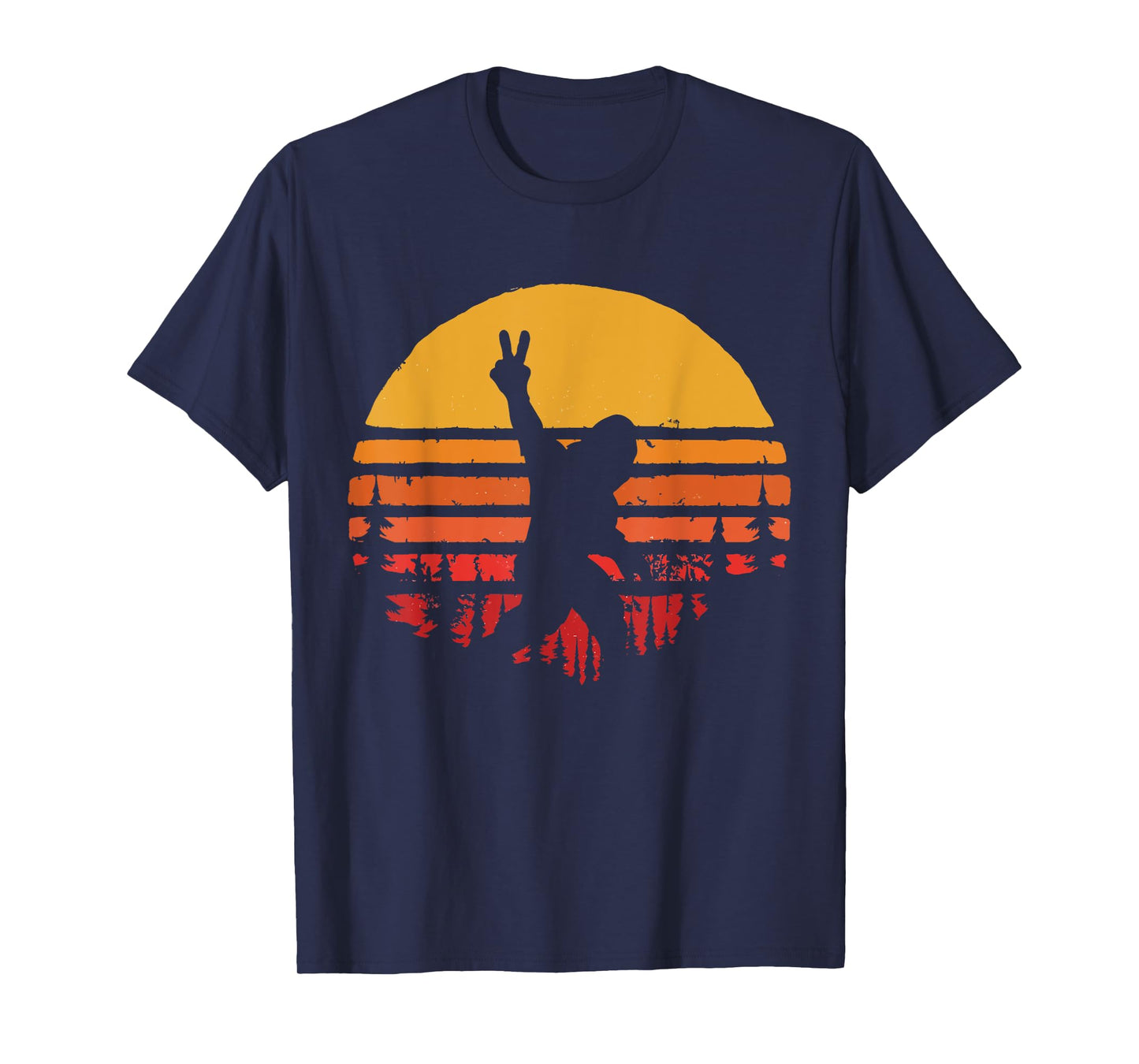 Funny Sasquatch Bigfoot Peace Hand Sign Vintage T-Shirt