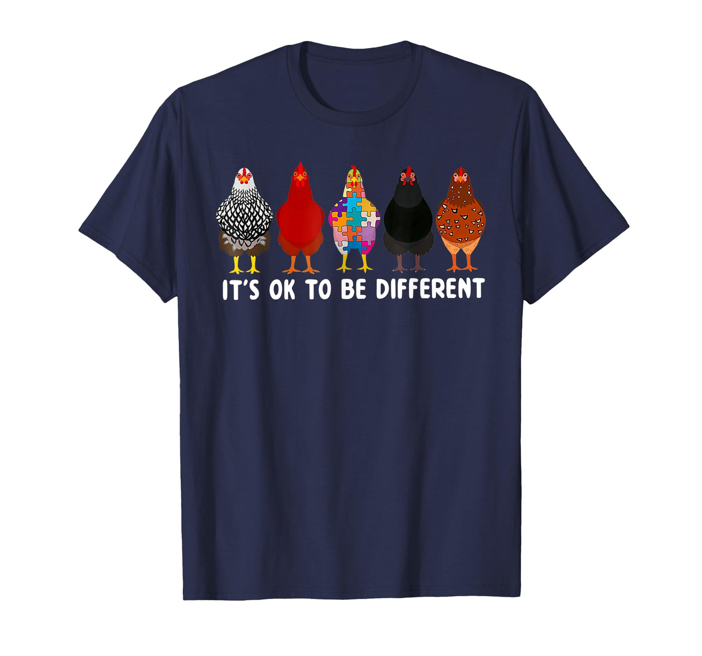 It's Ok To Be Different Cute Chicken Autism Awareness Month T-Shirt