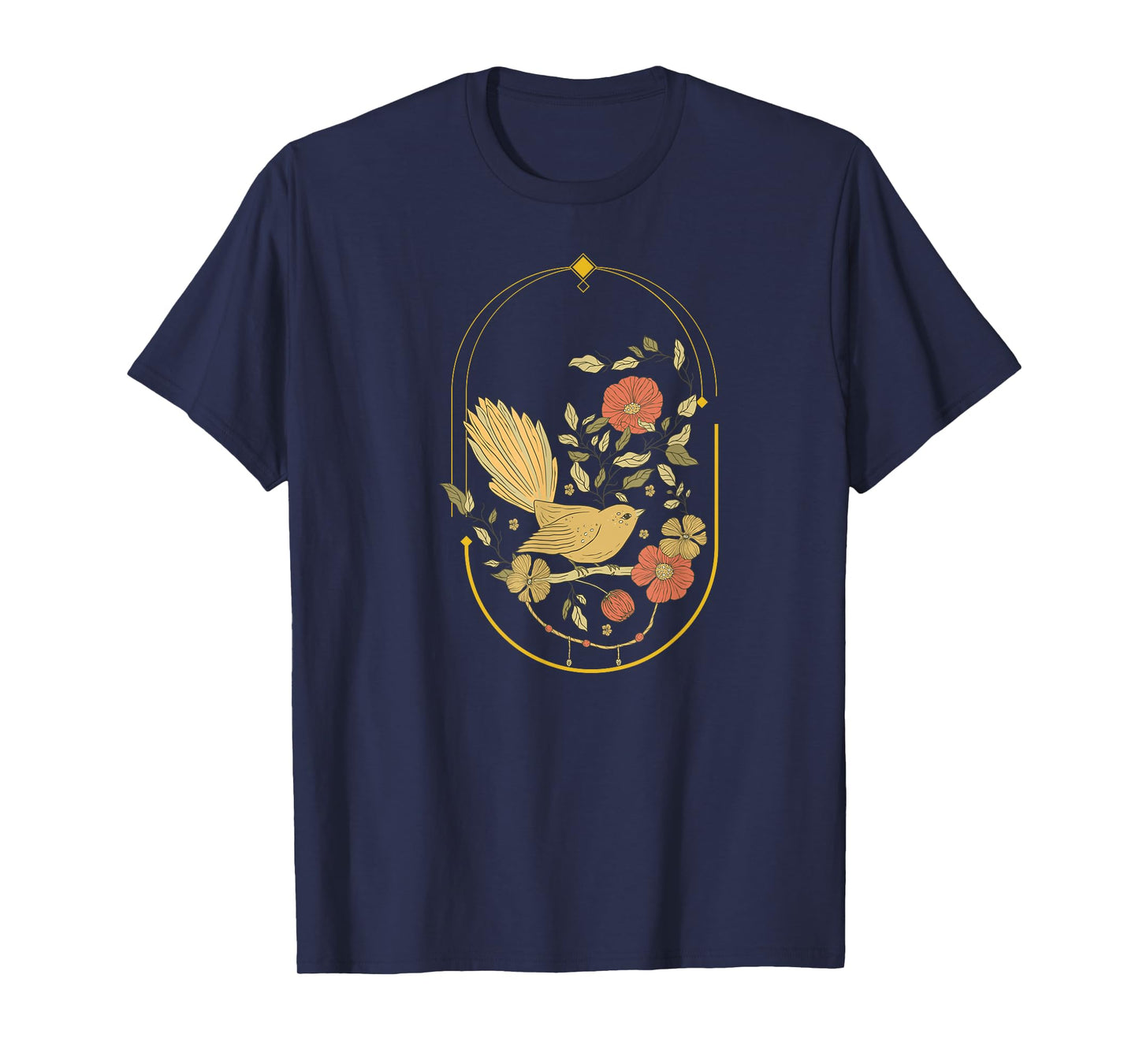 Tennessee Merchant Boho Bird n Flowers T-Shirt, Blue, Women's, Small, Short Sleeve, Classic Fit