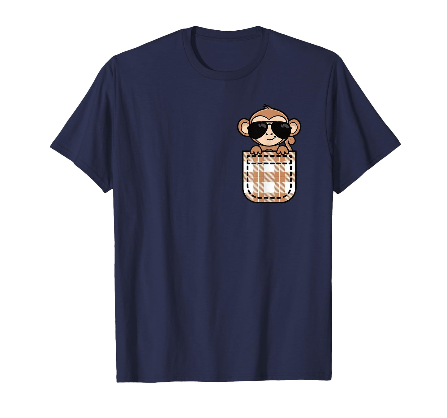 Funny Monkey Pocket Cool Monkey Lover Ape Men Women Kids T-Shirt