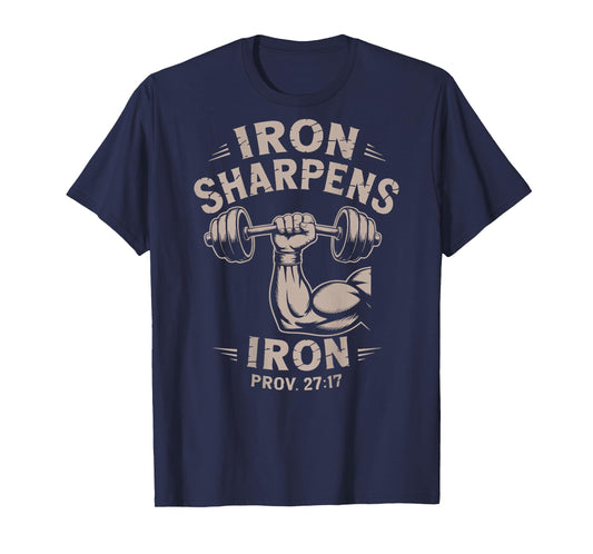 Iron Sharpens Iron Youth Christian Workout Gym Weightlifting T-Shirt