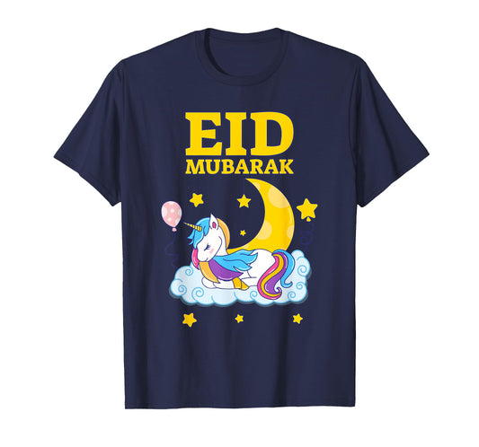 Eid Mubarak Present for kids Mom Girls Eid Mubarak Unicorn T-Shirt