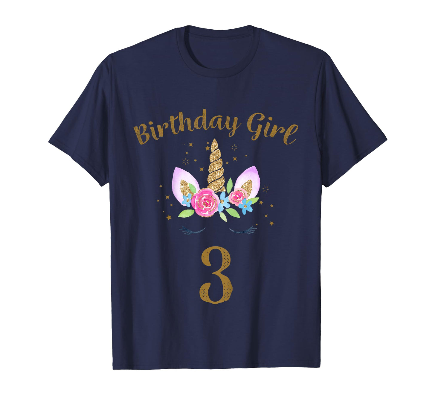 3rd Birthday Girl Unicorn Shirt Third Birthday Outfit T-Shirt