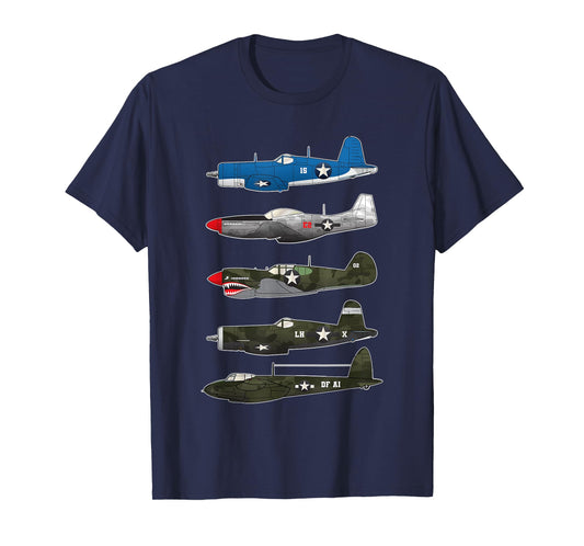 American Planes WW2 Warbirds P51 Mustang B-17 Fortress Gift T-Shirt