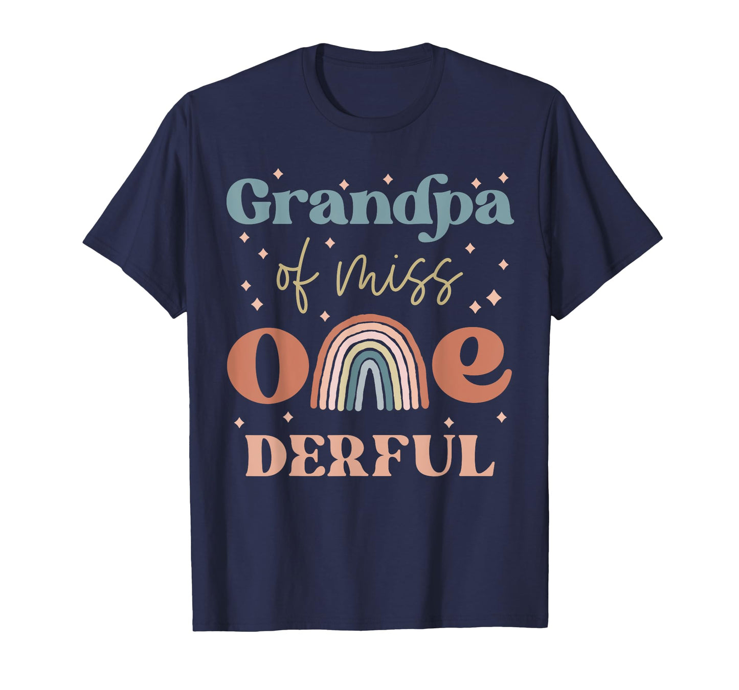 Grandpa of Miss Onederful Boho Rainbow 1st First Birthday T-Shirt