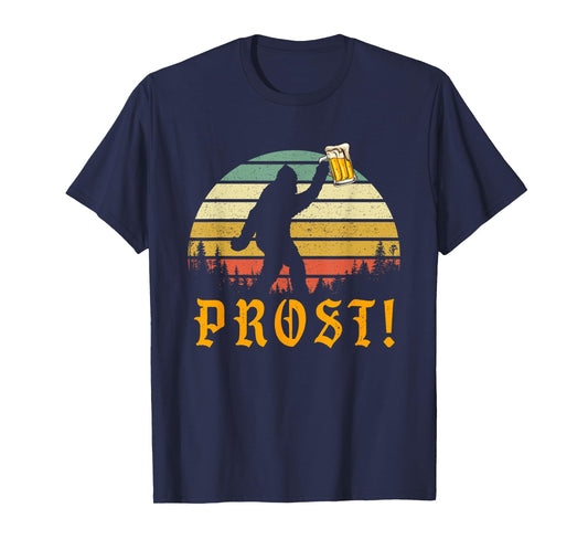 Vintage PROST! Bigfoot Yeti Drinking Beer German Oktoberfest T-Shirt