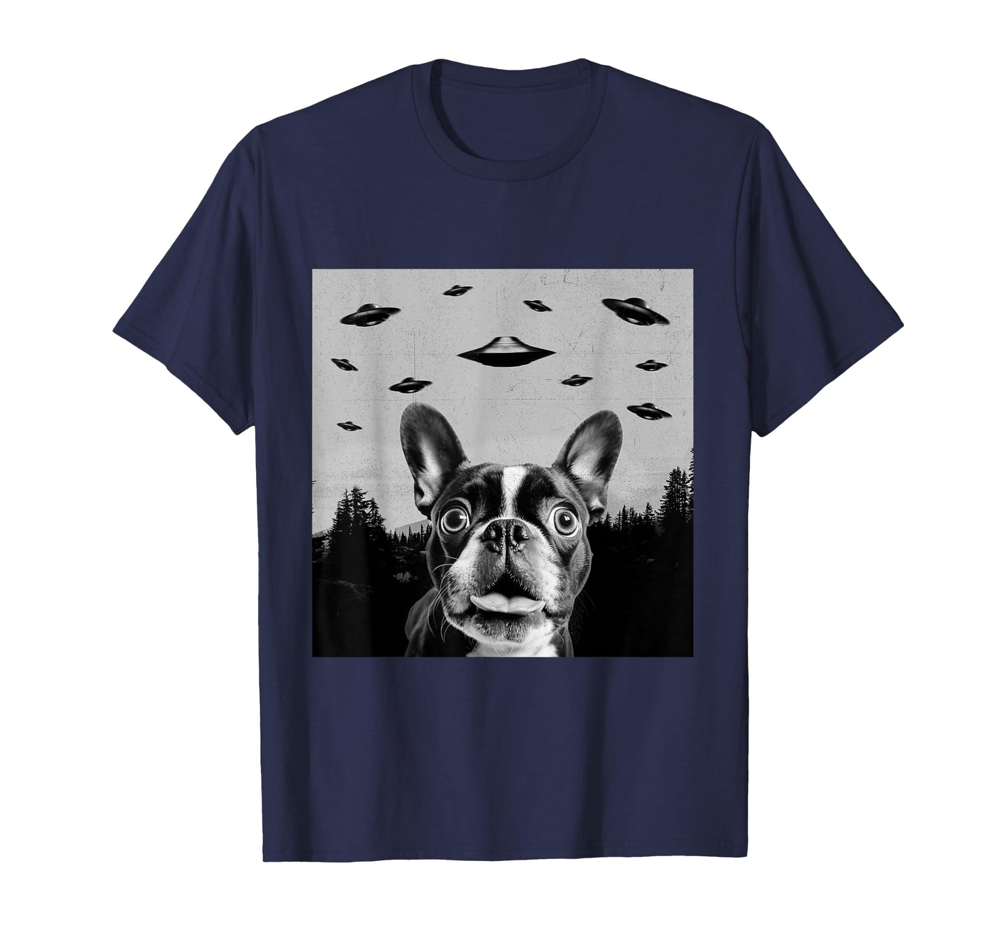 Alien UFO Funny Frenchton Dog Lover Men Women Kids T-Shirt